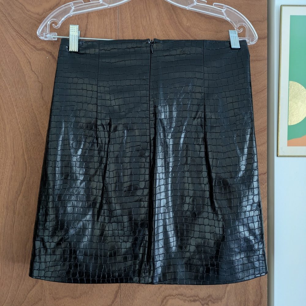 Zara Black Croc-Effect Mini Skirt